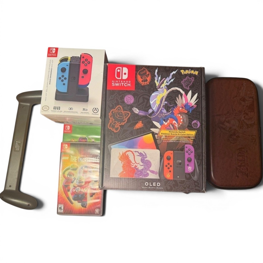 Nintendo Switch OLED Pokemon Scarlet & Violet Edition Bundle 2 Games & Extras